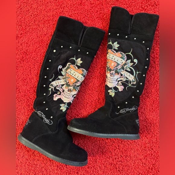 Don Ed Hardy Suede/Fur boots 2013 US8 EUR39 - Picture 4 of 16